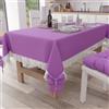 PETTI Artigiani Italiani - Tovaglia, Tovaglia da Tavola, Tovaglia Cucina Rettangolare con Pizzo Sangallo e Fiocchi, Tovaglia Copritavolo Tinta Unita in Cotone, X6 Posti (140x180 cm) Lilla