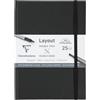 Clairefontaine 975342C Taccuino Layout doppio lato apertura a piatto- 25 fogli Carta bianca extraliscia A5 14,8x21 cm 220g - Per disegno con pennarello ad alcool, inchiostro di china e Line Art