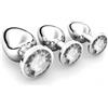 CharmChic Plùg in acciaio lungo affusolato, Butt Plug Anale Metallo in 3 Taglie, Butt Plug con Diamanti, Sextoys per Donna o Uomo, Piccolo Medio Grande, Bianco