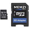 Memzi Pro - Scheda di memoria micro SDXC V30 da 64 GB, 100 MB/s, per DJI Osmo Pocket, Osmo Pro, Osmo Raw, Osmo+ Gimbals o Osmo Action Camera - Ultra Fast Class 10 U3 4K registrazione con adattatore SD