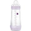 MAM Biberon Easy Start Anticoliche per Bambini di 4+ Mesi, 320 ml con Tettarella Flusso 3 per 4+ mesi in Silicone SkinSoft, Bio-circolare, Rosa