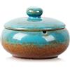 BIGH Posacenere in Ceramica con Coperchio - Posacenere da Esterno Blu - Posacenere Portatile per Ufficio, Giardino, Hotel o Casa - Coperchio Anti-odori - Colore: Blu Marino