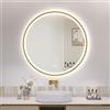 S'bagno Specchio Bagno con Luce Rotondo 60 cm, Specchio Bagno Led con Cornice in Alluminio, Anti-Fog, 3000-6500K, Vetro Temperato HD, IP44 Impermeabile, Funzione Memoria, Dorato