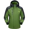 donhobo Giacca impermeabile da uomo, impermeabile, traspirante, antivento, giacca funzionale per attività all'aperto, in softshell, con cappuccio rimovibile, Uomo, verde, L