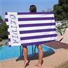 NIBESSER Telo Mare Personalizzato con Nome Telo Mare Microfibra Grande 90x180 cm Asciugamano Mare Antisabbia ad Asciugatura Rapida Ultra-morbido per Piscina Viaggio Sauna, Strisce Viola