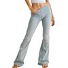 Onsoyours Jeans Donna Push up Pantaloni Zampa Elefante Campana Slim Jeans Svasati Elasticizzati Bootcut Jeans a Vita Media Gamba Larga Pantaloni in Denim A Azzurro XXL