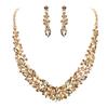 Clearine Parure Gioielli Matrimonio Sposa Collana Orecchini Set per Donne Cristallo austriaco Marquise Grappolo Collo pendente Champagne Oro-fondo