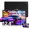 DOOGEE T30 MAX Tablet, Tablet 12 Pollici 4K, 20GB+512GB/TF 2TB, Tablet Android 14, Helio G99 Tablet Gaming, Tablet con sim, 10800mAh/33W, 50MP+20MP, Dual 4G SIM Tablet PC, Widevine L1/TÜV/OTG/GPS,Nero