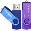 ENUODA 2 Pezzi Chiavetta USB 16GB Pennetta USB USB 2.0 Unità Girevole Memoria Flash per Archiviazione Dati con Luce LED (Viola Blu)