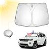 BIBIBO Cherokee WK2 Copertura per parabrezza auto compatibile con Jeep Grand Cherokee WK2 2013-2020, parasole per auto per parabrezza anteriore, pieghevole, copertura anteriore contro i raggi UV