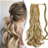 Dcbaboo Coda Capelli Extension Ricci 60cm Coda Finta Capelli Sintetici Posticci per Capelli Ondulati Extension Coda Capelli Finti Clip Coda di Cavallo Mossi Lunghi Ponytail, Bionda scura & bionda