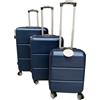 ito electronics Set di 3 valigie con serratura a combinazione, 4 pezzi, colore: blu, Blu, Kofferset 3-teilig, Set di valigie