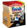 Finish Ultimate PLUS Infinity Shine Pastiglie Lavastoviglie, 365 Capsule, per Lavastoviglie con Scudo Protettivo contro lo Sporco e i Residui Incrostati