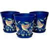 Hum Flowerpots Set di 3 vasi in plastica, per interni ed esterni, diametro 25 cm e 3 piattini diametro 19 cm (colibrì blu)