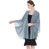 BEAUTELICATE Coprispalle Chiffon Donna Elegante Scialle Cardigan Kimono Lungo con Giromanica Trasparente Cover Up Estivo Mantelle per Abiti Sposa Damigella Matrimonio Festival (Blu Polvere)