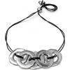 Vestopazzo collana filo 5 bulloni.Realizzata a mano in alluminio 100% riciclato. Nickel tested. Lavorazione artigianale.AL02222