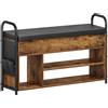 VASAGLE Panca Scarpiera, Scaffale Portascarpe, Mobili da Ingresso, Scomparto Portaoggetti sotto Coperchio, Tasche di PU, Comode Maniglie, per Entrata, Marrone Vintage e Nero Inchiostro LSB152K01