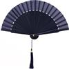 MAPIMANIA - Ventaglio da Borsetta Pieghevole Color Blu Notte in Legno e Seta con Custodia, Ventagli Matrimonio, Ventaglio Giapponese Resistente Dipinto a Mano