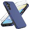 Doeshine Cover per Samsung Galaxy A15 4G / 5G, 2 Pezzi HD Vetro Temperato Pellicola Protettiva, Dual Layer Shockproof Drop Protection Custodia, Slim Fit Anti-Slip Stylish Texture Custodia (Blu)