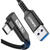 SUNGUY Cavo USB C 90 angoli, 0,5 m, 10 Gbps, USB 3.1 Gen 2, USB a USB C, cavo di ricarica e dati compatibile con Android Auto, Galaxy S22, SSD, Huawei P30/P20, Xiaomi nero