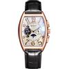 RORIOS Orologio Uomo Automatico Meccanico Orologio Da Polso Quadrante Scheletro Orologi con Cinturino in Pelle Tourbillon Orologi Bianco oro rosa