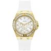 GUESS Orologio da polso da donna Venus 39 mm strass sulla cassa cinturino in silicone GW0118L5, bianco, GW0118L5