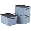 jive be organized Jive Set di 3 Scatole Decorative A4, Contenitori 16L con Coperchio, Blu