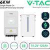 V-tac Kit Fotovoltaico 6kW batteria LiFePo4 51,2V 120Ah 6.14 kWh + inverter ibrido