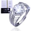 HALUKAKAH Anello in Argento Sterling per Uomo con Pietra di Moissanite da 2 Carati e Certificato,Gioiello di Lusso da 2,0ct,Regolabile,Regalo Senza Tempo per Compleanno,Anniversario - Melodia Marina