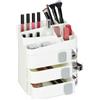 Relaxdays Organizer per Trucchi, Organizzatore Make Up con 24 Scomparti Cosmetici, in Plastica, 27,5x26x21 cm, Bianco