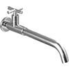 NIUKOMY Rubinetto Lavello a Muro in Ottone Cromo, Rubinetti Lungo a Parete Giardino Acqua Fredda, G1/2 Rubinetto Esterno in Rame, Girevole a 360° Rubinetteria con Maniglia a Croce per Cucina Bagno