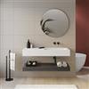 DEGHI Top lavabo dx bianco opaco 120 cm con piano da appoggio rovere grigio e specchio - Medina