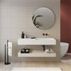 DEGHI Top lavabo dx bianco opaco 120 cm con piano da appoggio rovere bianco e specchio - Medina