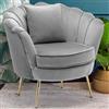 BAKAJI Poltrona Sedia Relax Tessuto Velluto e Metallo Imbottita Design Moderno Grigio