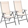 BAKAJI Set 2 Sedie Campeggio Sedia Pieghevole Giardino Reclinabile 5 Posizioni Beige