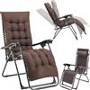 BAKAJI Poltrona da Giardino con Cuscino Imbottito Struttura Acciaio Pieghevole Marrone Relax
