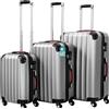 PROVITERA Set 3 Valigie Rigide Ruote Easy Roll Trolley Bagaglio da Viaggio Argento M L XL
