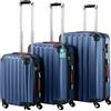 PROVITERA Set 3 Valigie Rigide Ruote Easy Roll Trolley Bagaglio da Viaggio Blu Navy M L XL