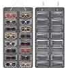 Enbagold Organizer Occhiali da Sole Appendere, 16 Scomparti Porta Occhiali da Parete A Prova di Polvere, Espositore Occhiali con 2 Gancio in Metallo - Grigio
