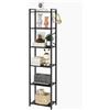 YMYNY Scaffale a 6 livelli, Libreria, Mensola a gradini, Alto 182 cm, Telaio in Metallo, Stile Industriale, per Soggiorno, Studio, Ufficio, Cucina, Nero HBC001B