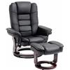 HOMCOM Poltrona con Poggiapiedi Reclinabile 135°, Poltrona Relax Ergonomica Girevole con Pouf, Poggiatesta e Braccioli in Pelle PU per Camera, Ufficio, Soggiorno e Salotto, 85x82x106 cm, Nero