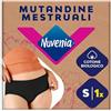 Nuvenia Mutandine Mestruali in cotone biologico, Lavabili e riutilizzabili per Giorno e Notte, Flusso Moderato-Abbondante, Colore Nero, Taglia M, 1 confezione, Comfort fit
