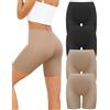 VOENXE Mutande Boxer da Donna Pantaloncini Sottogonna Donna Culotte Cotone Antisfregamento Leggings Corti Culotte Slip Donna Mezza Gamba Cotone Sport Hot Pant Vita Alta Senza Cuciture Pacco da 4