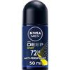 NIVEA MEN Deep Sport Deodorante Roll-on 50 ml, Deodorante uomo arricchito con Carbone Attivo per 72h di protezione, Deodorante roll on antitraspirante per l'attività sportiva