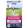 Eukanuba Grain Free* - Alimento per cuccioli di taglia piccola e media, Ricetta a basso contenuto di allergeni, 12 kg