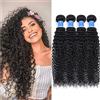 RICHAIR Curly Wave 4 Bundles, 20 Pollici, Curly Human Hair Bundles, Virgin Hair Bundles, Fasci di Capelli Umani Ricci Brasiliani, Capelli Umani Ricci Crespi, 50g/pacco (totale 200g)