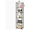 YMYNY Scaffale a 6 livelli, Libreria, Mensola a gradini, Alto 182 cm, Telaio in Metallo, Stile Industriale, per Soggiorno, Studio, Ufficio, Cucina, Retro marrone e nero HBC001H