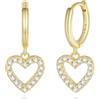 GAVU Orecchini Pendenti Donna Oro 14k, Orecchini Cuore Donna, Orecchini Cerchio con Zirconia Cubica