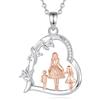 EUDORA Harmony Ball Collana in Argento Sterling 925 con Madre con Figlia e Figlio per donna, ciondolo a forma di cuore con madre e figlio, regalo di gioielli per la festa della mamma per mamma, 18