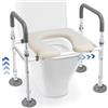 JAOGAUS Sedile WC Rialzato con Manici, Comoda WC Alzawater per Anziani, Rialzo per Sedile WC Regolabile in Altezza con Braccioli, Regolabile Fino a 160kg, Sedia da Doccia per Anziani, Disabili, Incinta
